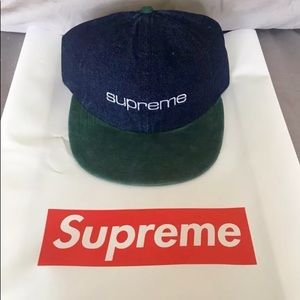 Supreme denim/suede hat - blue